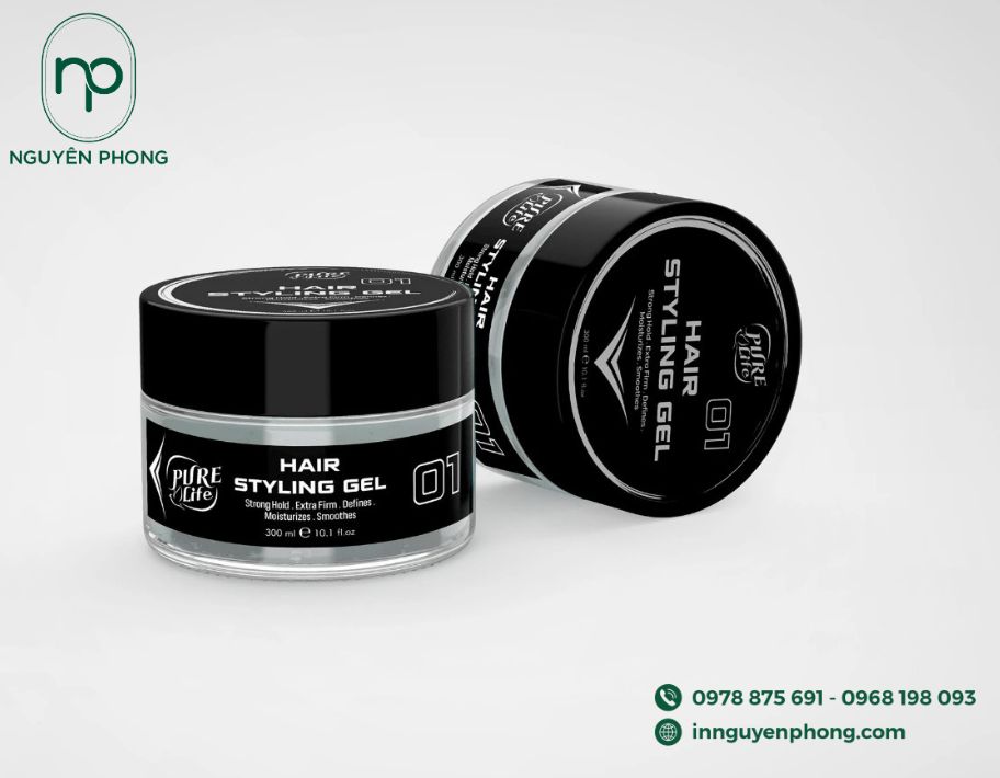 Tem nhãn dán lọ gel tóc nam